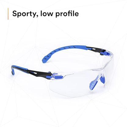 3M Safety Glasses for Men and Women, Solus 1000 Series, ANSI Z87, Scotchgard Anti-Fog, Clear Lens, Low Profile, Blue/Black Frame - size: Single, style: Clear Lens, Blue/Black Frame