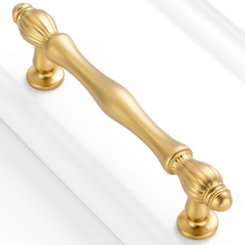10 Pack 3-3/4 Inch Brushed Gold Cabinet Pulls Gold Cabinet Handles Gold Hardware for Kitchen Cabinets 2510 Drawer Dresser Cupboard Bedroom Bathroom - color: Brushed Gold, size: 3-3/4 In Hole Distance