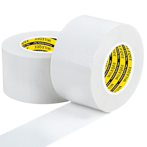 2Pack Duct Tape Heavy Duty Single Sided, Strong Adhesive High Strength, Waterproof Mesh Tape for Indoor Outdoor Repairing Sealing Bonding, Easy Use Hand Tearable, 1.57 Inch x 33 Feet, White - size: 2 Pack x 1.57″ x 33 FT