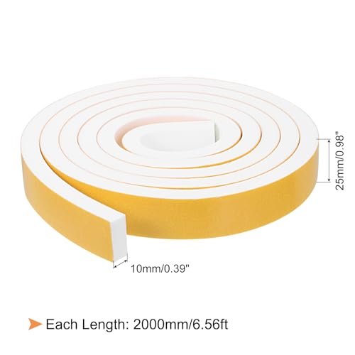 uxcell 1 Roll Foam Weather Stripping, 1" Wide X 3/8" Thick X 6.56 Ft Door Seal Strip Adhesive Foam Tape White Insulation Strip for Door Window - size: 1"x 3/8"x 6.56 Ft