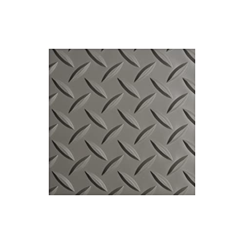 WorkForce Vinyl Diamond Plate Commercial Grade Matting, Heavy Duty Floor Mat for Garages, Industrial Facilities, and High-Traffic Areas, 1/8" x 24" x 4', Gray
