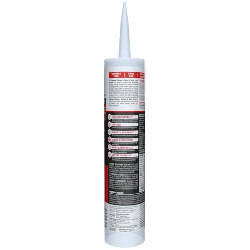 GE Supreme Silicone Caulk for Kitchen & Bathroom, Clear, 10 fl oz Cartridge, 1 Pack - 100% Waterproof Silicone Sealant, 7X Stronger Adhesion, Shrink & Crack Proof