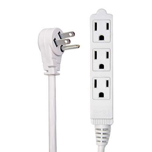 Flat Multiple Outlet Extension Cord 30 Ft for Indoor Use by Electes- UL-Listed 3-Prong Multi Extension Wire- Space-Saving Flat Angled Extension Cord- White - size: 30 Feet