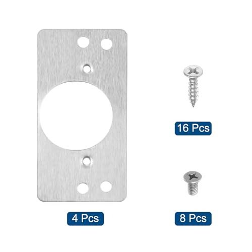 uxcell 4 Pcs 90x47mm / 3.54x1.85 Cabinet Hinges Repair Plate, Stainless Steel Hinge Repair Brackets Hinge Side for Wooden Kitchen Cupboard Furniture Door, Silver