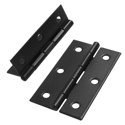 12Pcs Black Door Hinges, 2.5 Inch Small Cabinet Hinges Metal Folding Butt Hinge with Mounting Screws, Window Hinges for Wooden Box, Jewelry Box, Bedroom Door, Cabinet Door - color: Black