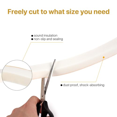 4 Rolls Weather Stripping for Doors, 1/4 Inch Wide X 1/16 Inch Thick Total 52 Feet Long Adhesive Soundproof Foam Seal Tape for Windows(13ft x 4 Rolls) - size: 1/4" (W) x 1/16" (T) x 52' (L)