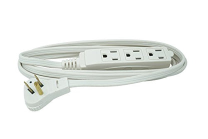 Woods SlimLine Indoor Flat Extension Cord, 8 Ft, 16 Gauge Right Angle Plug, 3 Polarized Outlets, 125 Volts, White, 2241 - size: 8 Foot (Pack of 1)