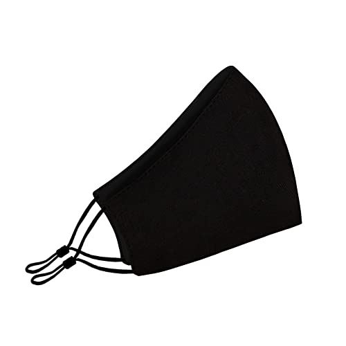 Washable Face Mask with Non-Adjustable Ear Loops & Nose Wire - color: Solid - Black