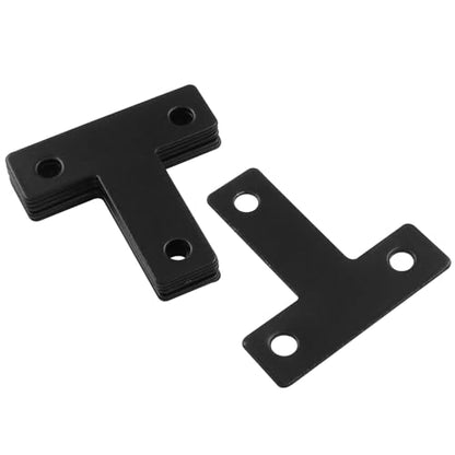 Bivethoi 20 Pcs T Shape Flat Mending Plates 40mm x 40mm (1.57" x 1.57") T Corner Braces T Bracket Connector Fixing Repair Plates for Wood Furniture, Cabinet, Windows, Black - size: 40x40mm/1.57"x1.57", style: T shape