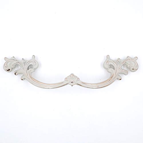 Jetland French Provincial Drawer Pulls - 4-Pack, Ivory White, 4" Hole Centers, Vintage Shabby Chic Pulls for Dresser Nightstand Cabinet, PW1619W102 - color: Ivory White, size: 4 Inch Hole Centers