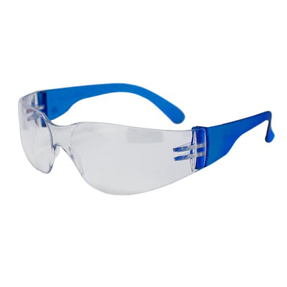 BISON LIFE Clear Safety Glasses – ANSI Z87.1 Scratch & Impact Resistant Wrap Around Eye Protection Goggles for Men & Women - color: Clear/Blue
