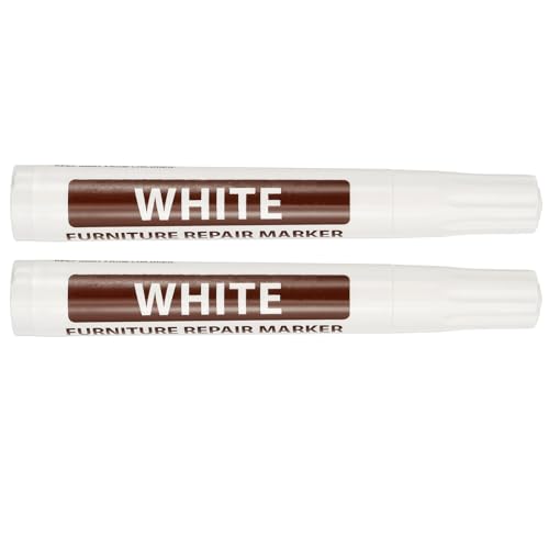 PATIKIL 2Pcs Furniture Markers Touch Up, Furniture Repair Kit Wood Markers for Scratches Wood Floor Holes Tables, White - color: White