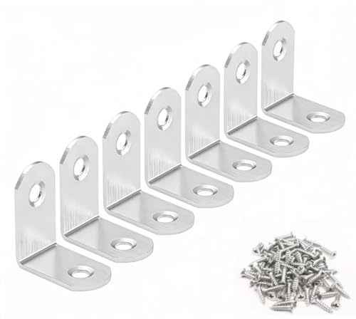 Stainless Steel Corner Brace, 20-Pack 90 Degree Right L-Shaped Metal Corner Connector Joint Plate, Heavy Duty for Furniture, Shelf, Cabinet, DIY Woodworking Projects with 60PCS Screws 1.2x1.2x0.6in - size: 31x31x16（20pcs）