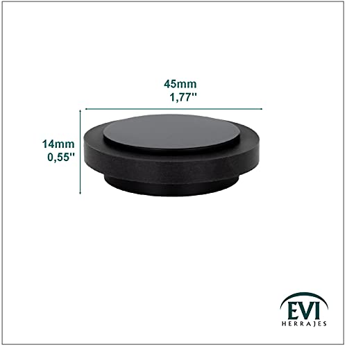 EVI Herrajes Adhesive Door Stop, Black Lacquered Stainless Steel, Modern Design, 12 x 35 mm, 1 Piece - color: Black Lacquered - Black Rubber