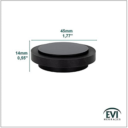 EVI Herrajes Adhesive Door Stop, Black Lacquered Stainless Steel, Modern Design, 12 x 35 mm, 1 Piece - color: Black Lacquered - Black Rubber