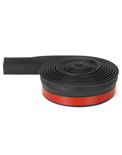 QWORK 20 Ft Rubber Universal Garage Door Bottom Seal - Weatherproofing Insulation Strip with Self-Adhesive Design and Easy Installation Kit - Durable Garage Door Weather Stripping