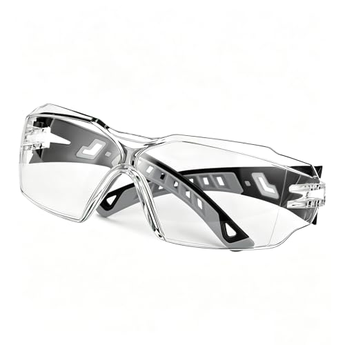 Safety Glasses Anti Fog UV400 Lightweight Rubber Temple Goggles,Eye Protection Glasses for Men & Women - color: Grey