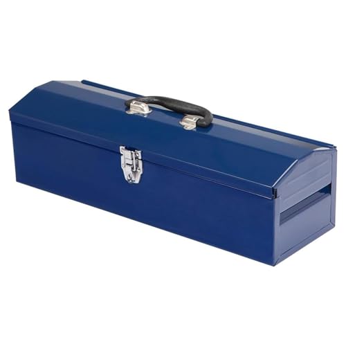 19" Portable Tool Box, Metal Tool Box, Hip Roof Style, Ideal for Trailer, Mechanic, DIY-ers, Car Toolbox, Workshops, Garages, Repair Shops,Blue - size: 1P-19in-Blue