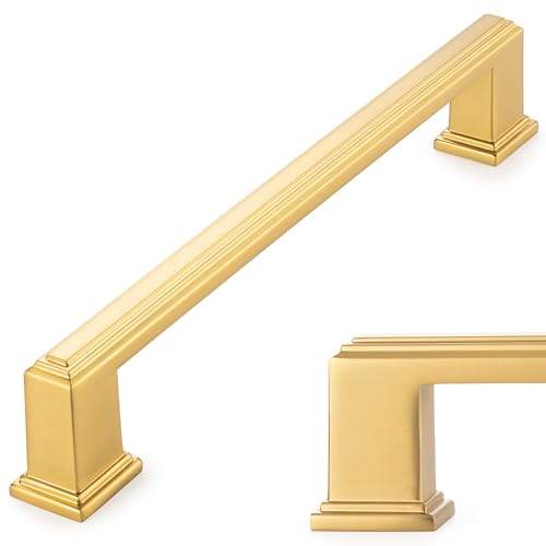 KOOFIZO Brushed Gold Cabinet Pulls Gold Cabinet Handles, 10 Pack 6-1/4 Inch Brushed Gold Hardware for Kitchen Cabinets Drawer Dresser P02 Cupboard Bedroom Bathroom - color: Brushed Gold, size: 6-1/4" CC - 10Pcs