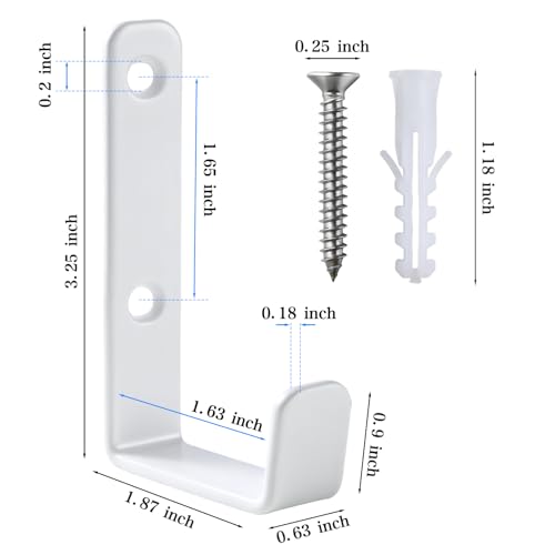 Stainless Steel Hooks for Hanging, Heavy Duty Hooks, Coat Hook, Wall Hooks Wall Mounted Hook Towel Hook Garage Holder Screw Hanger, 6 Pack (White) - color: White