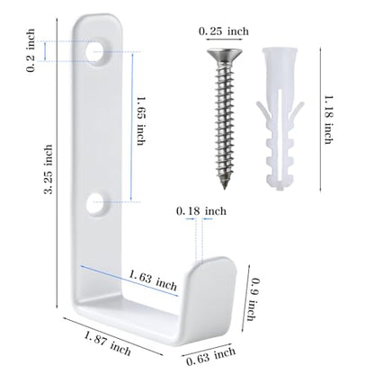 Stainless Steel Hooks for Hanging, Heavy Duty Hooks, Coat Hook, Wall Hooks Wall Mounted Hook Towel Hook Garage Holder Screw Hanger, 6 Pack (White) - color: White