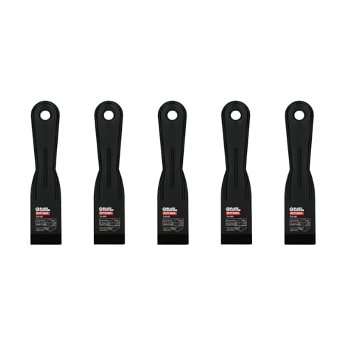 Black Canyon 1.5 Inch Plastic Putty Knife Set, 5 Pack Flexible Scraper Tools, Lightweight PP Spackle Knife for Drywall, Patching, Painting, Caulking & DIY, Non-Scratch Spreader, Black - size: 1.5"
