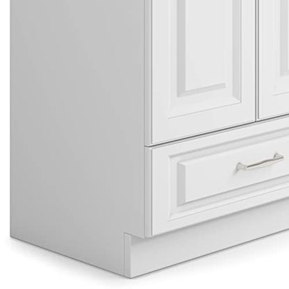 SIMPLIHOME Lawrence All-in-One 28 inch Wide Utility Sink and Laundry Cabinet in Pure White Finish, Transitional Stainless Steel Sink Cabinet for Laundry Rooms with High-Arch Brushed Nickel Faucet - size: 28 inch