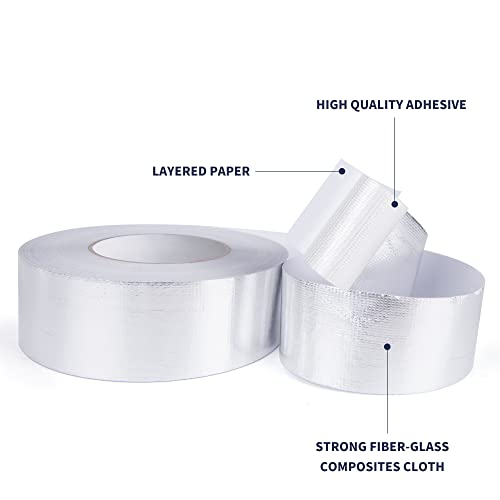 TAPEBEAR Heat Shield Tape Aluminized Fiberglass Cool Tape 1inch x 65Yards, Self-Adhesive Reflective Thermal Barrier Tape Heat Resistant for Air Dryer Vent, HVAC, Heating Unit, Auto, Pipe, 196Ft - size: 1inch x 65yard