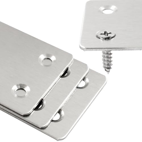20 Pcs Metal Flat Straight Brace Bracket 2.36 x 1.5 Inch (L x W) Mending Plates Fixing Corner Brace with Screws for Furniture Repair (Silver,4 Holes) - size: 20pcs 2.36 x 1.5 Inch ,4 Holes