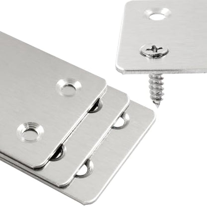 20 Pcs Metal Flat Straight Brace Bracket 2.36 x 1.5 Inch (L x W) Mending Plates Fixing Corner Brace with Screws for Furniture Repair (Silver,4 Holes) - size: 20pcs 2.36 x 1.5 Inch ,4 Holes
