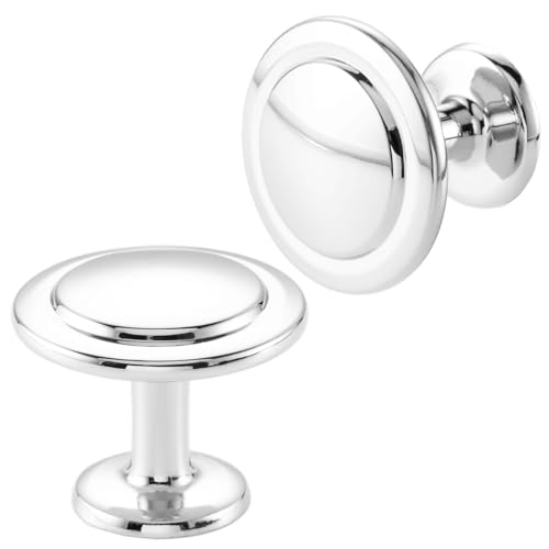 Polished Chrome Cabinet Knobs Chrome Drawer Knobs, 10 Pack 1-1/4 Inch, 8222 Round Single Hole Cabinet Pulls for Kitchen Cabinets Drawers Bedroom Dresser Cupboard Bathroom Vanity - color: Polished Chrome, size: 1-1/4 Inches, style: 10 Pack Round Knob