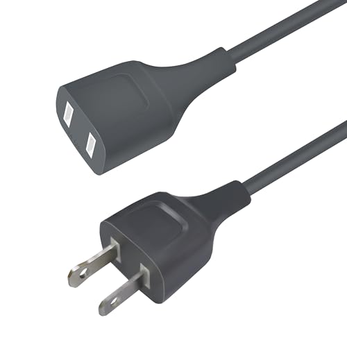 Short 7 Feet Extension Cords for Small Appliances Gray Extension Wire Indoor Use Extension Cord with 625W 5A 2 Prong Polarity Extension Cable for Holiday Lights, Electronics (1 Pack) - size: 7FT Gray (1Pack)