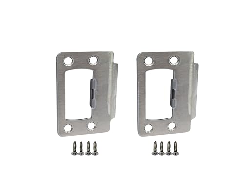 QCAA Solid Brass Universal Type Restorer Lock Strike Plate, 2-1/4" x 1-3/4", Satin Nickel, 2 Pack, MIT - color: Satin Nickel(2-1/4"), size: 2 Pack