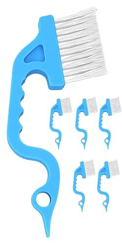 6 Pcs Cleaning Brush Window Mold Cleaner - Window Track & Sill Cleaning Tool, Deep Clean Scrubber for Sliding Doors & Windows Grooves, Household & Car Detailing Brush Kit - color: Blue