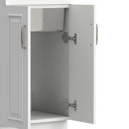 SIMPLIHOME Darwin All-in-One 20 inch Wide Utility Sink and Laundry Cabinet in Pure White Finish, Transitional Stainless Steel Sink Cabinet for Laundry Rooms with High-Arch Chrome Faucet and Storage - size: 20 Inch, style: Stainless Steel Sink