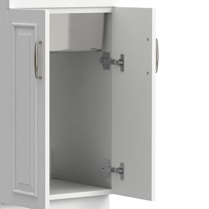 SIMPLIHOME Darwin All-in-One 20 inch Wide Utility Sink and Laundry Cabinet in Pure White Finish, Transitional Stainless Steel Sink Cabinet for Laundry Rooms with High-Arch Chrome Faucet and Storage - size: 20 Inch, style: Stainless Steel Sink