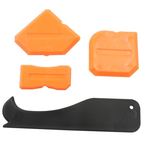 4 Pcs Silicone Caulking Tools, Compatible Sealant Grout Caulk Tool Kit, Reuse Scraper Sealing Kit for Kitchen Bathroom Floor Sink Joint, Home Renovation (Orange) - color: Orange