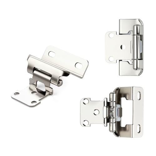 4 Pack (2 Pairs) 1/2" Overlay Cabinet Hinges, Polished Chrome Self-Closing Semi-Concealed Partial Wrap Face Frame Hinges for Cabinet Doors - color: Polished Chrome