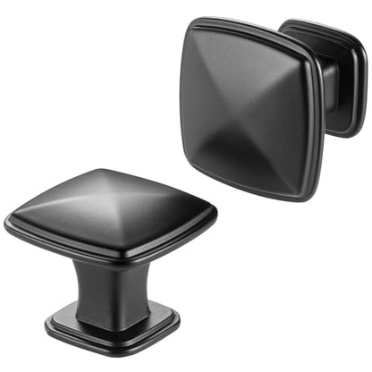 Matte Black Cabinet Knobs Black Drawer Knobs, 10 Pack 1-1/4 Inch, 1990 Square Single Hole Cabinet Pulls for Kitchen Cabinets Drawers Bedroom Dresser Cupboard Bathroom Vanity - color: Matte Black, size: 1-1/4 Inches, style: 10 Pack Square Knob