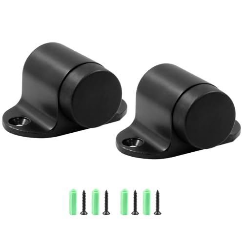1.06 Inch / 27mm Heavy Duty Floor Door Stopper, Floor Mount Door Stop with Silent Rubber Bumper, Stainless Steel Black Brushed Finish - Pack of 2 - color: 1.03 Inch, Black, size: 2 Pieces