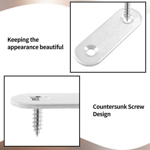Jiozermi 24 Pcs Straight Brace, Flat Brace 2” x 0.6”, Stainless Steel Straight Bracket, Mending Joining Plates for Wood, Board, Bed Frame, Furniture & Shelves, Silver - size: Silver, 2” x 0.6”, 24 Pcs