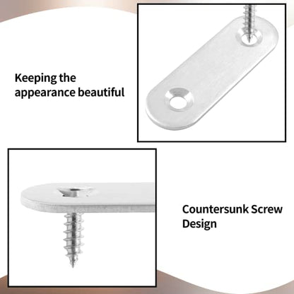 Jiozermi 24 Pcs Straight Brace, Flat Brace 2” x 0.6”, Stainless Steel Straight Bracket, Mending Joining Plates for Wood, Board, Bed Frame, Furniture & Shelves, Silver - size: Silver, 2” x 0.6”, 24 Pcs