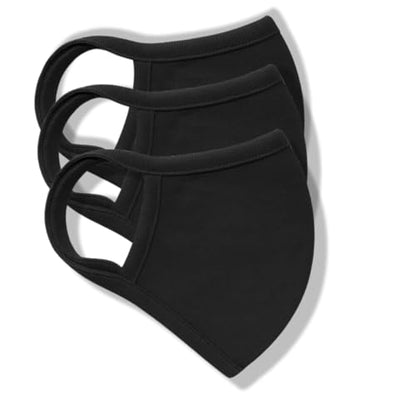 Cotton Face Masks - Made of Premium Organic Cotton, Reusable Washable Soft Cloth Face Masks 3/6 Pk - color: 3 Pack Black