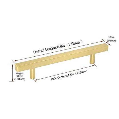 Goldenwarm 25 Pack Gold Cabinet Handles 4-1/2"(115mm) Brushed Brass Cabinet Pulls T Bar Drawer Pulls for Kitchen Cupboard & Drawer Hardware - color: Gold, size: 4-1/2 Inch Hole Center
