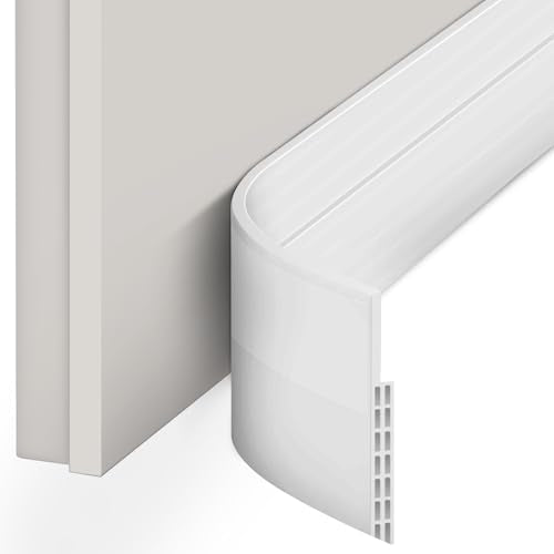 Door Draft Stopper Ohuhu Upgraded Widened 39.4" L x 3.35" W Weather Stripping Door Sweep - 1.4" Backing Adhesive Noise Blocker Door Gap Filler Botton Draft Guard for Winter Garage White - color: White, size: 39.4"L x 3.35"W