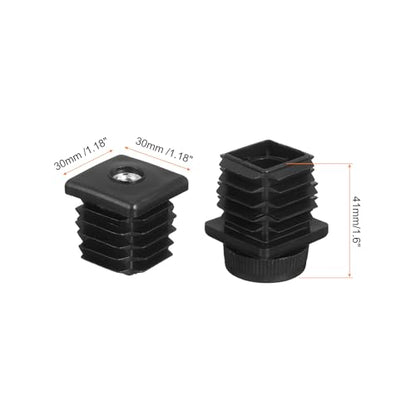 uxcell 4 Set Leveling Feet, 30x30mm Plastic Adjustable Furniture Leg Leveling Rectangle Tube Insert Screw-in Glide Levelers Fit Hole 30mm for Table Chair Furniture, Black - size: 30x30mm