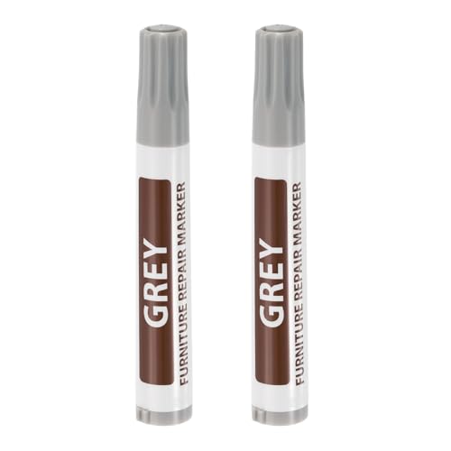 uxcell Furniture Repair Wood Markers, 2 Pcs Grey Touch Up Filler Sticks, Oil Based Paint Markers for Scratches, Wood Floors, Tables, Cabinet, Carpenters, Cover Ups - color: Grey
