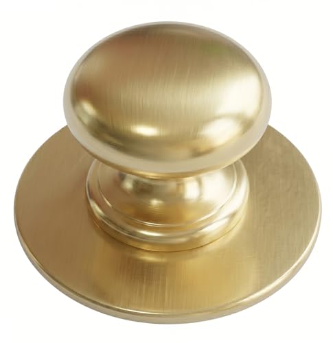 trust4care 4-Pack Large Brushed Satin Gold Bifold Closet Door Knobs with Wide Base, Golden Round Kitchen Cabinet Wardrobe Dresser Dummy Pull Knobs, 1-1/2 Inch Folding Drawer Brass Handles - color: Gold, size: Set of 4