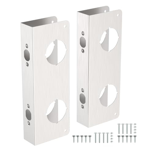 2 Pack U 10539 Stainless Steel Lock and Door Reinforcement Plate for 5-1/2 in, 2-3/8 x 1-3/4 in Doors, Stainless Steel Finish for Reinforcing and Repairing Doors - color: Silver, size: 2 Pack