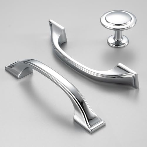 Polished Chrome Cabinet Knobs Chrome Drawer Knobs, 10 Pack 1-1/4 Inch, 8222 Round Single Hole Cabinet Pulls for Kitchen Cabinets Drawers Bedroom Dresser Cupboard Bathroom Vanity - color: Polished Chrome, size: 1-1/4 Inches, style: 10 Pack Round Knob